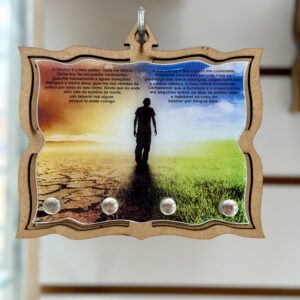 Adorno de Parede com Porta Chaves O Senhor é o Meu Pastor em MDF